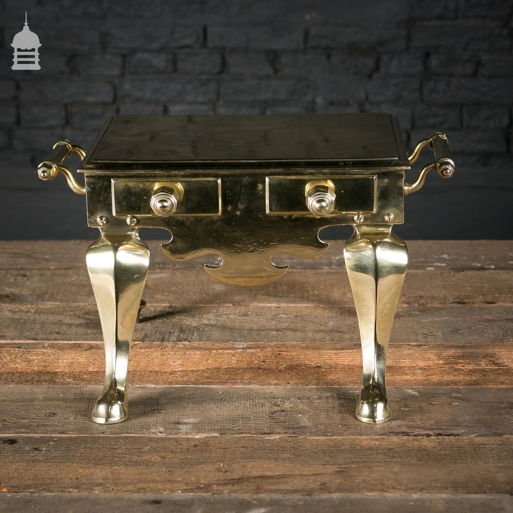 Georgian Polished Brass Trivet Footman’s Stool with Handles