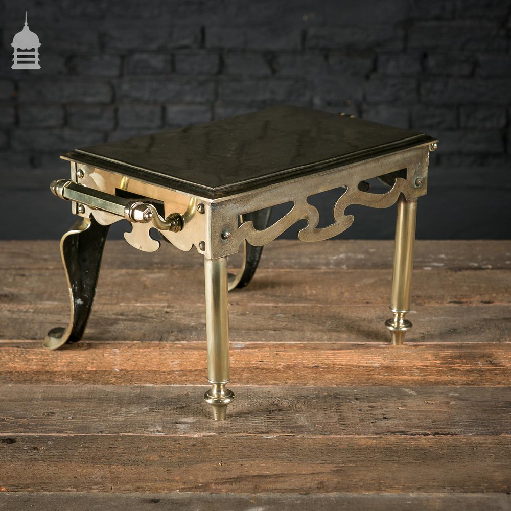 Georgian Polished Brass Trivet Footman’s Stool with Handles