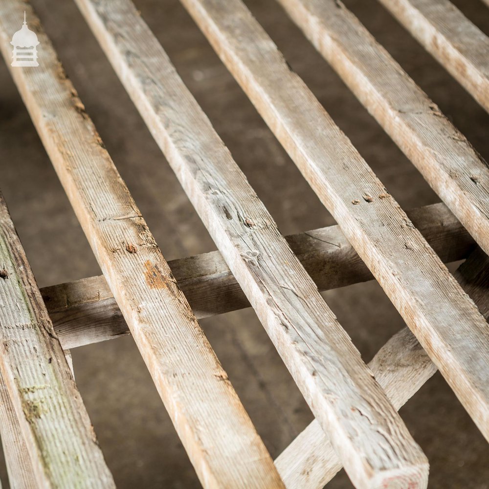 Bygone White Washed Slatted Pine Workbench Table