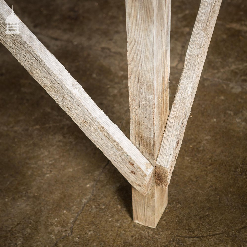 Bygone White Washed Slatted Pine Workbench Table