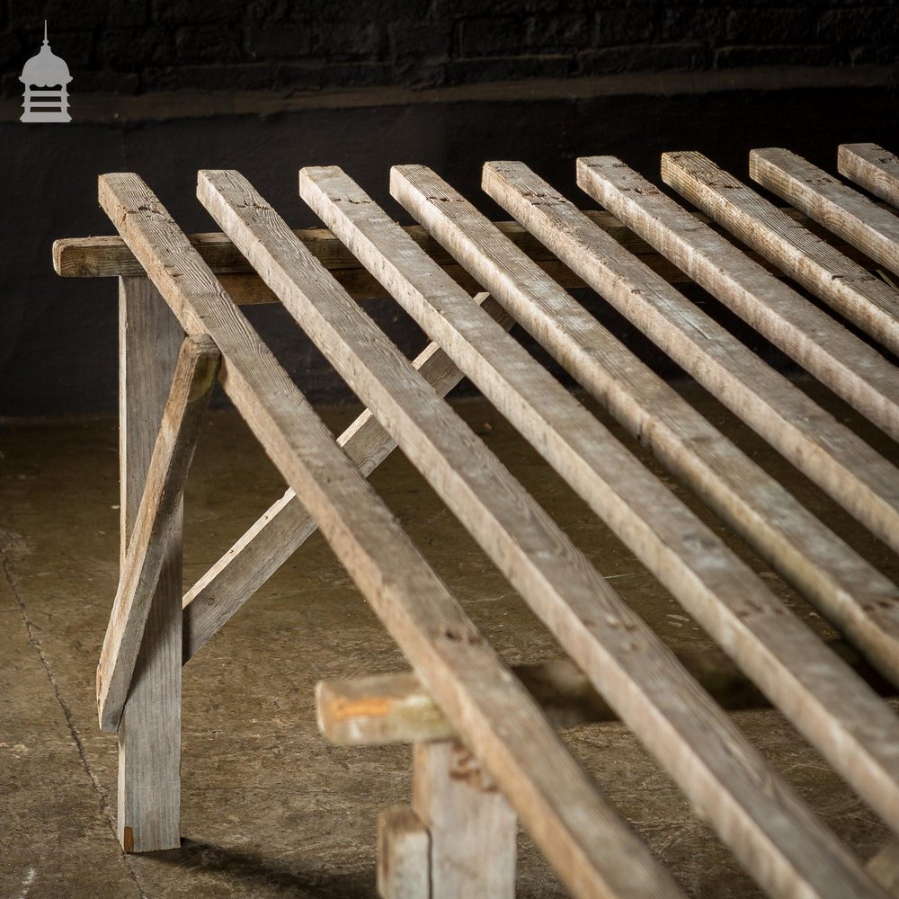 Bygone White Washed Pine Slatted Table Workbench