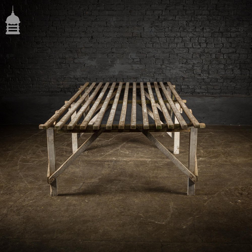 Bygone White Washed Pine Slatted Table Workbench