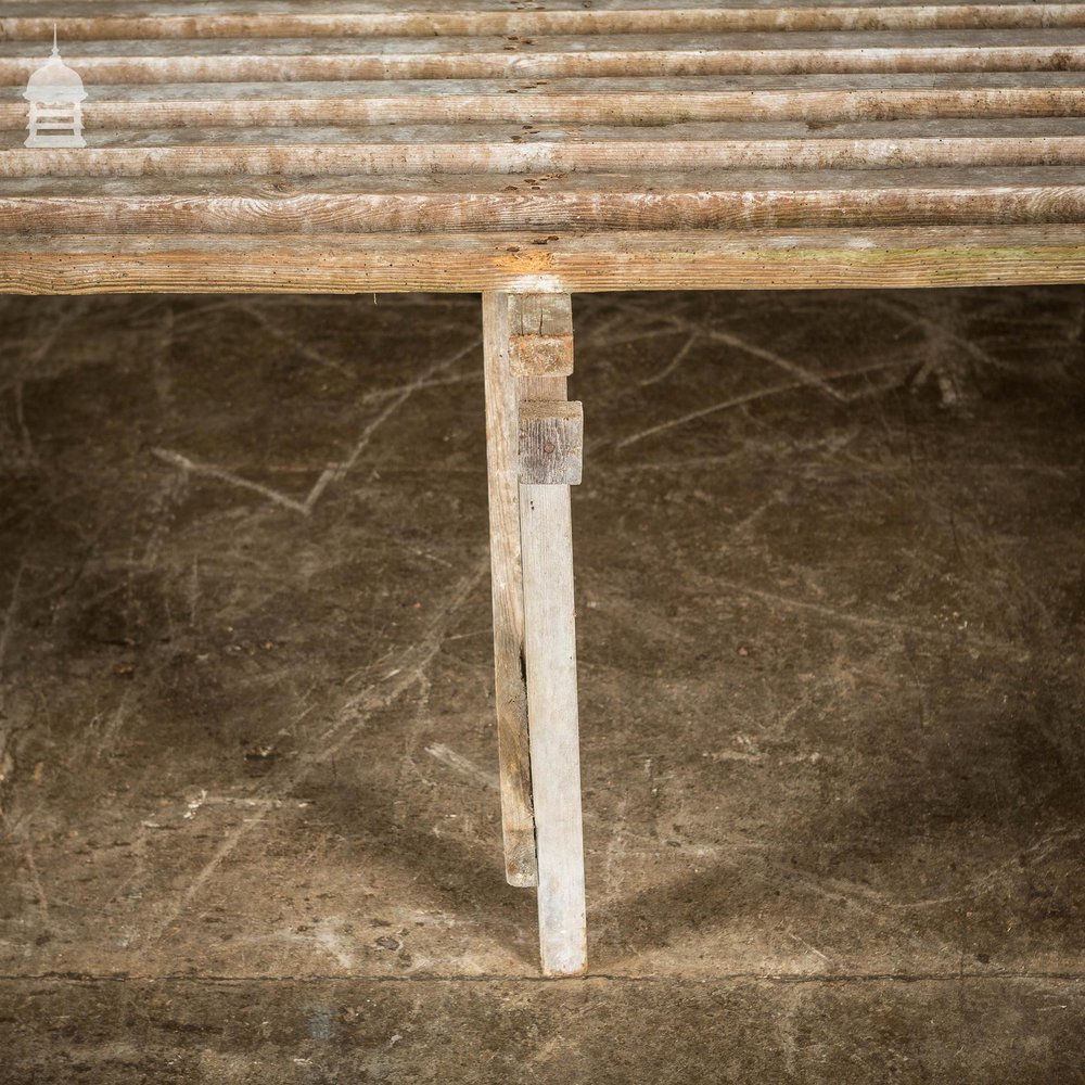 Bygone White Washed Pine Slatted Table Workbench