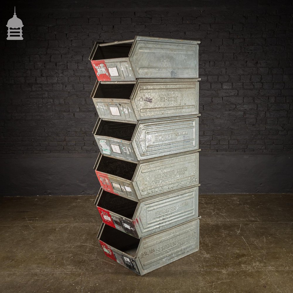 Industrial Galvanised Stackable Storage Bins Drawers