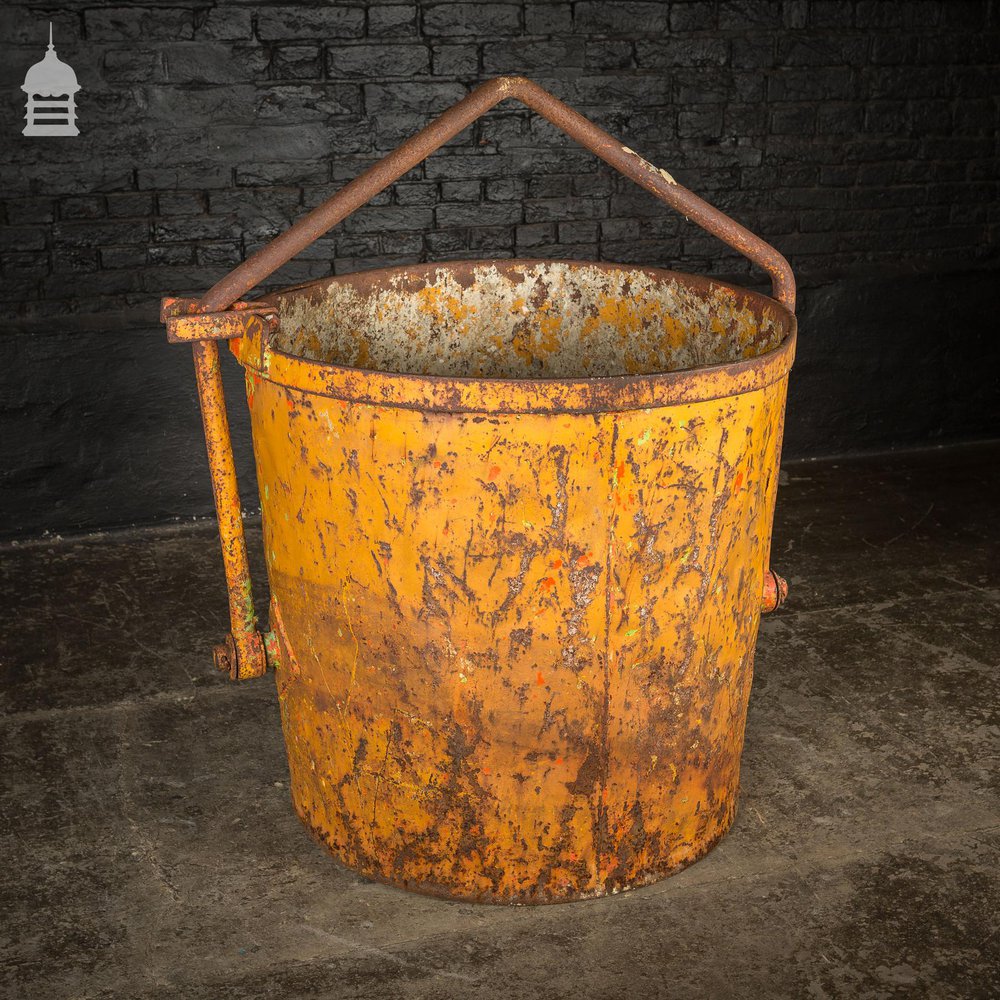 Large Industrial Yellow Painted Steel Barrel with Swing Handle