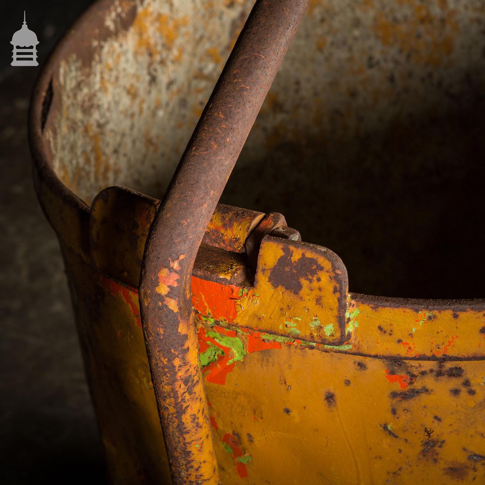 Large Industrial Yellow Painted Steel Barrel with Swing Handle