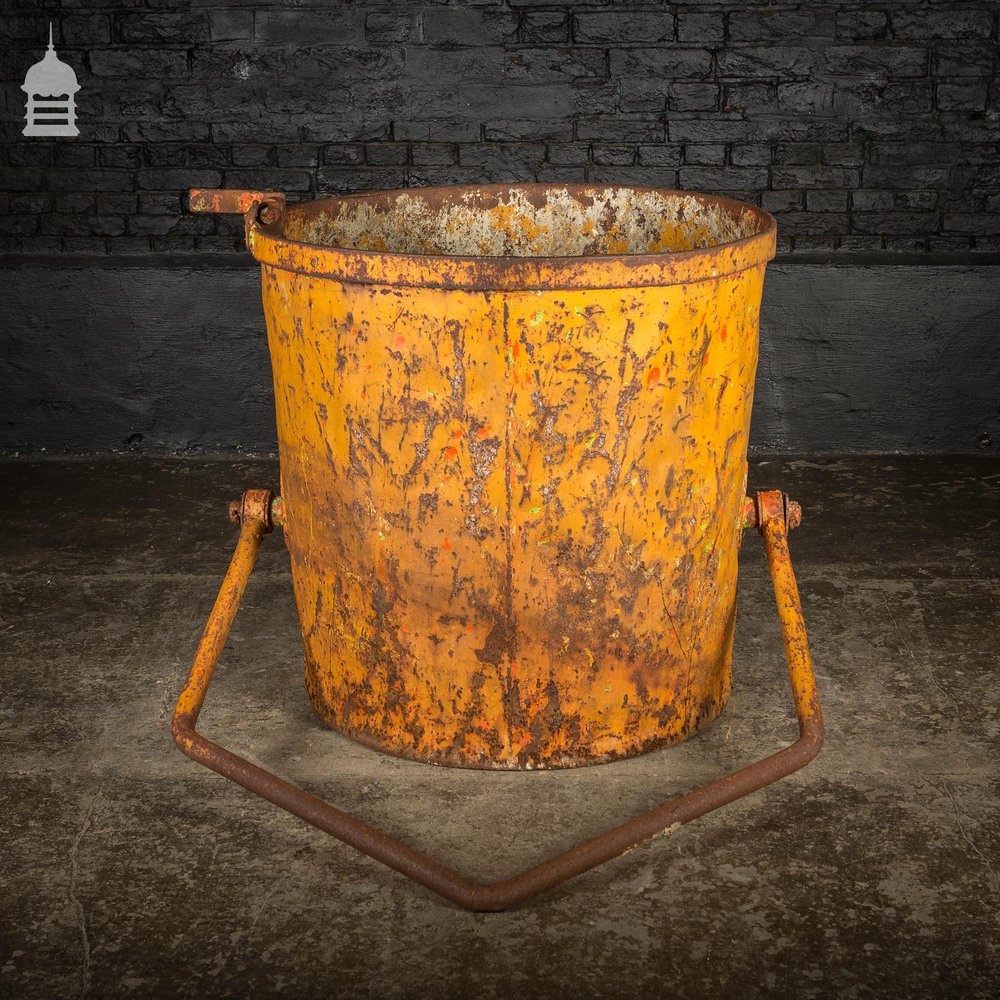 Large Industrial Yellow Painted Steel Barrel with Swing Handle