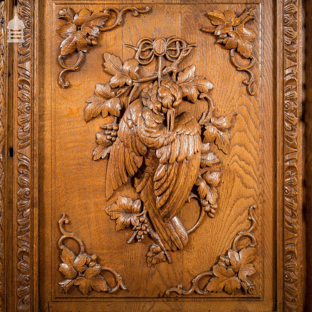 19th C European Elaborately Carved Glazed Gothic Tall Sideboard