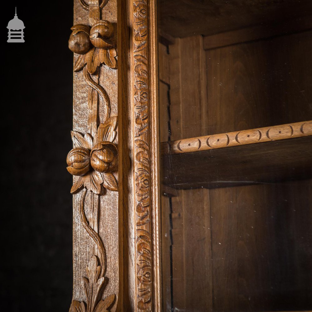 19th C European Elaborately Carved Glazed Gothic Tall Sideboard