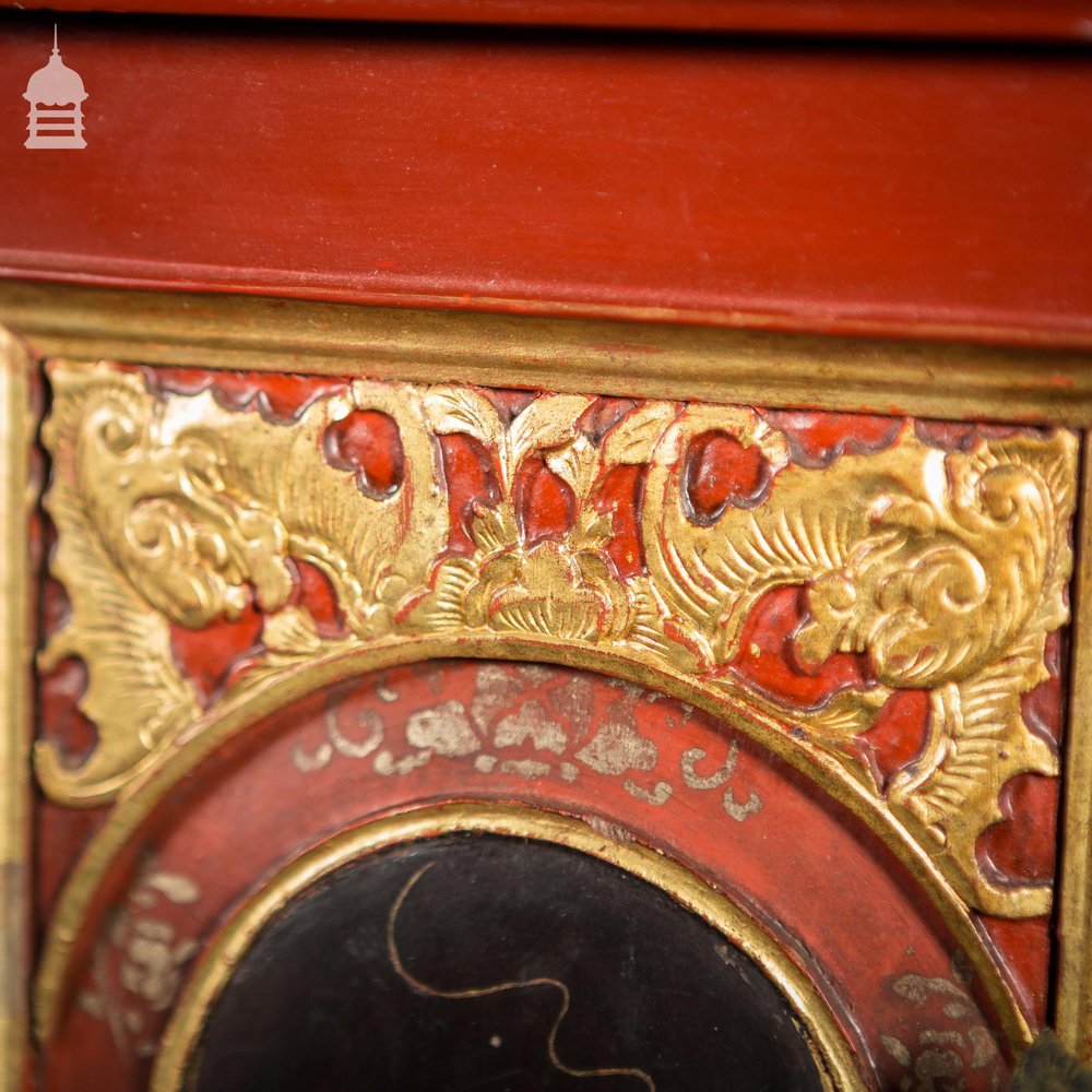 19th C Detailed Chinese Red Lacquer Cabinet