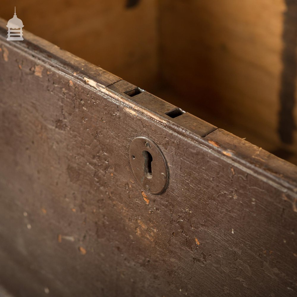 Vintage Wooden Tool Chest with Brown Flaky Paint and Removable Internal Tray