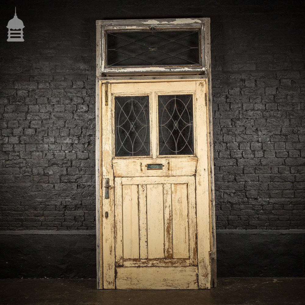 Large Regency Solid Oak Door in Frame Complete with Glazed Overhead and Rose detail Metal Window Grills