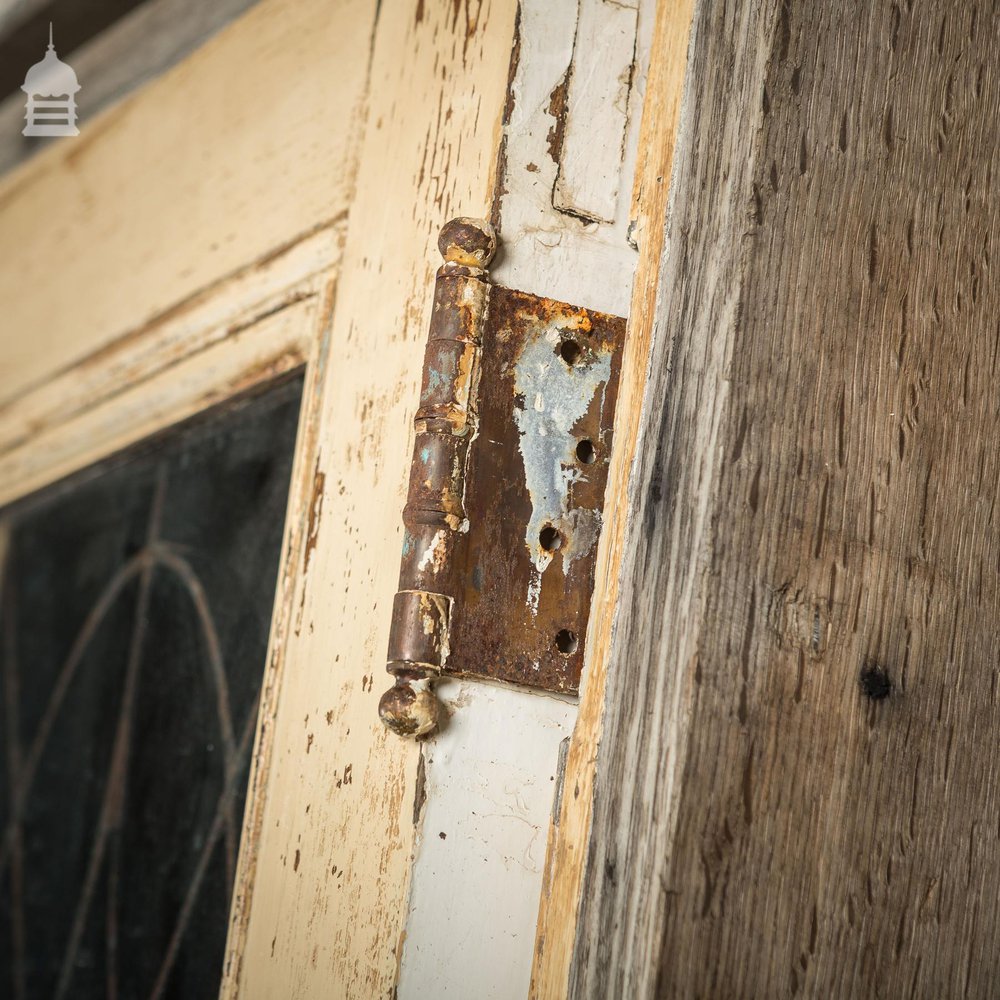 Large Regency Solid Oak Door in Frame Complete with Glazed Overhead and Rose detail Metal Window Grills