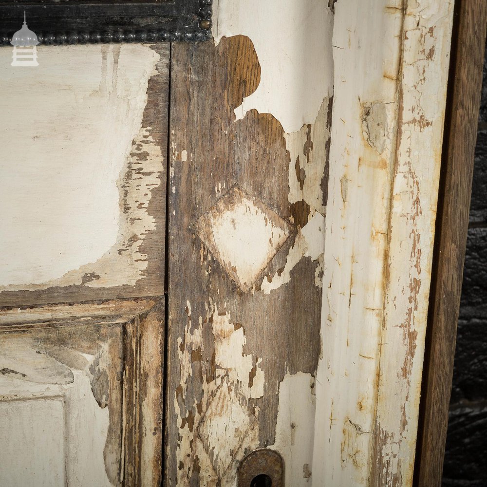 Large Regency Solid Oak Door in Frame Complete with Glazed Overhead and Rose detail Metal Window Grills