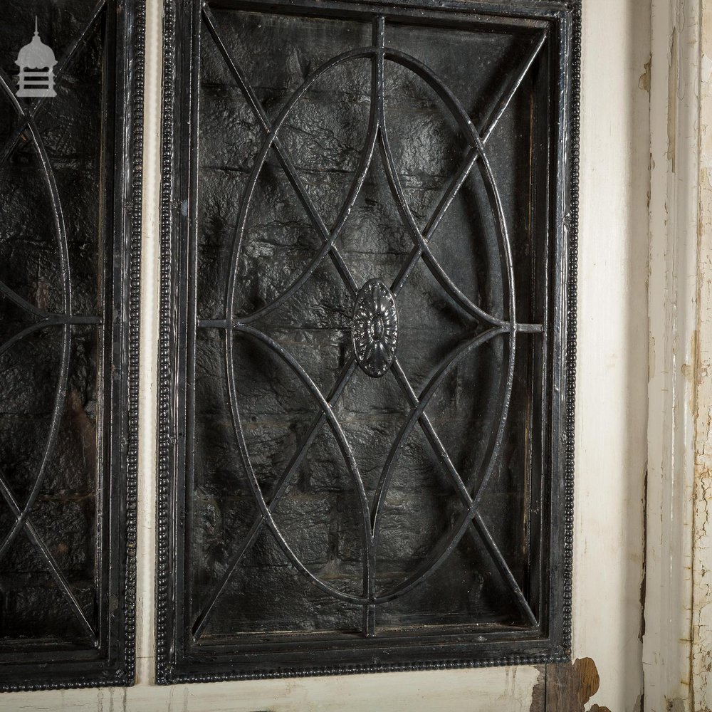 Large Regency Solid Oak Door in Frame Complete with Glazed Overhead and Rose detail Metal Window Grills