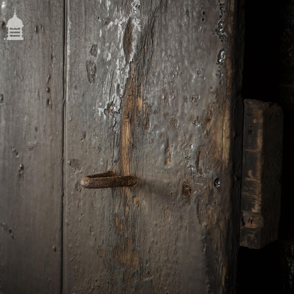 Large Ledged and Braced Barn Door with Bitumen Finish and Strap Hinges