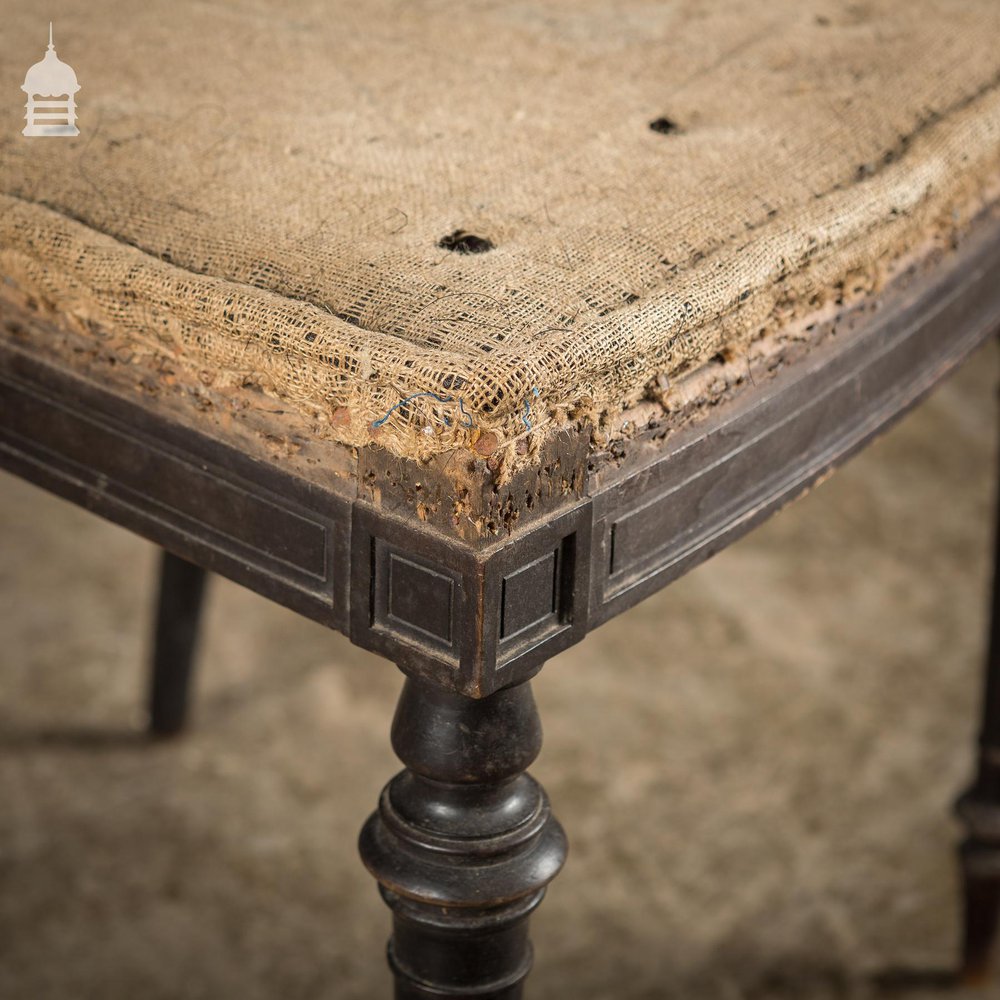 Elegant 18th C Ebonised Dining Chair with Ornate Turnings for Re-Upholstery