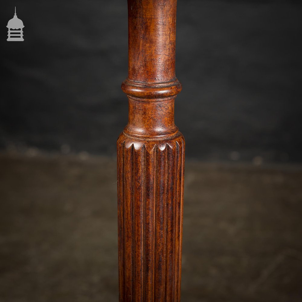 19th C Carved Reeded Mahogany Based Occasional Table with Pine Top