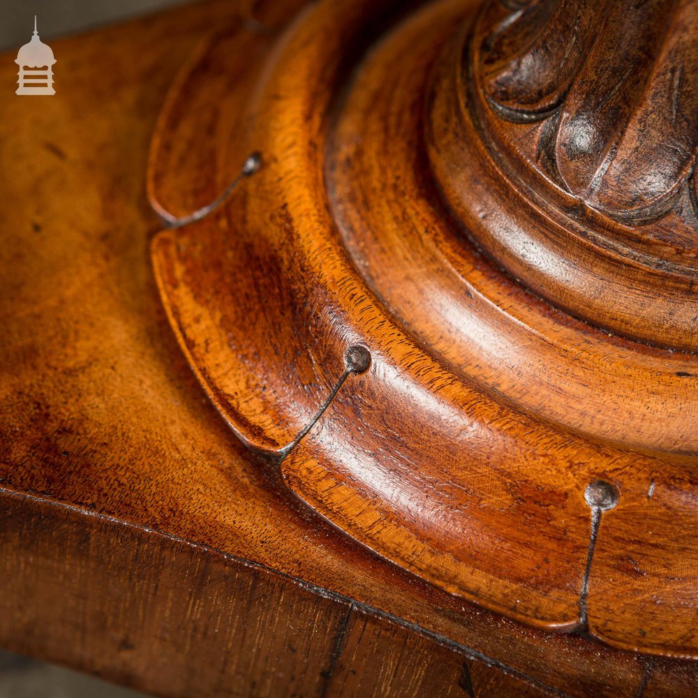 19th C Carved Reeded Mahogany Based Occasional Table with Pine Top