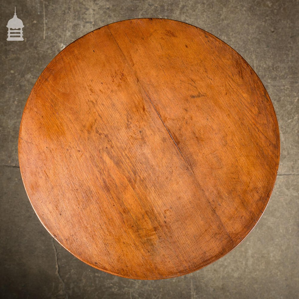 19th C Carved Reeded Mahogany Based Occasional Table with Pine Top