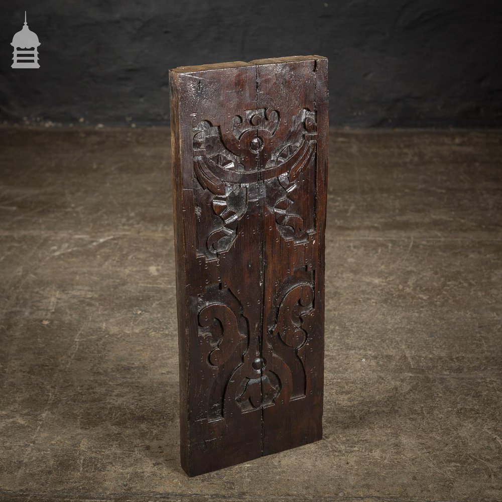 18th C Decorative Carved Oak Panel