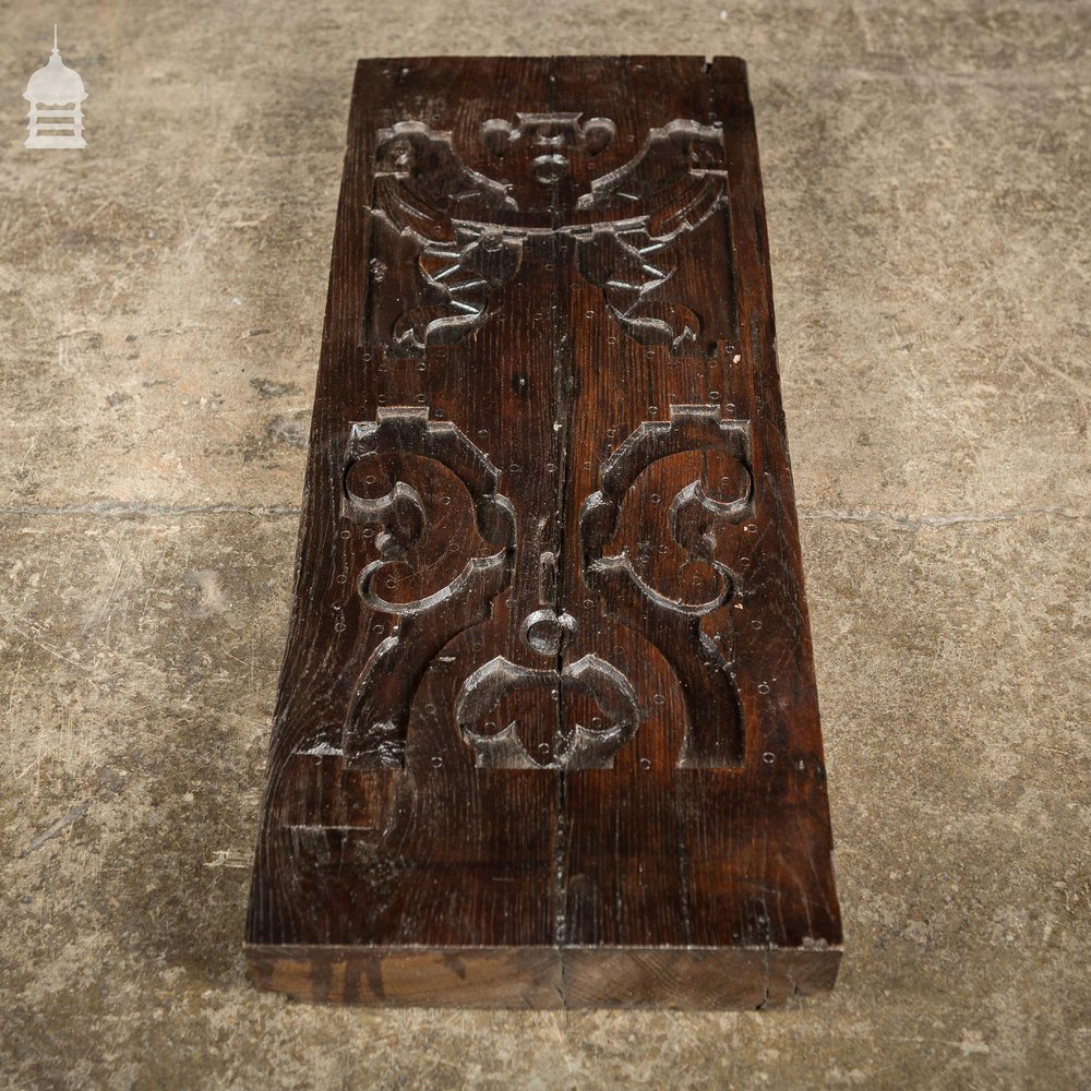 18th C Decorative Carved Oak Panel