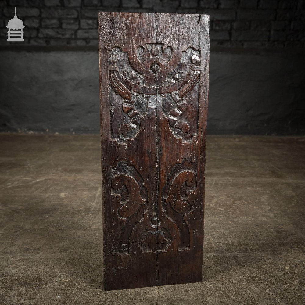 18th C Decorative Carved Oak Panel