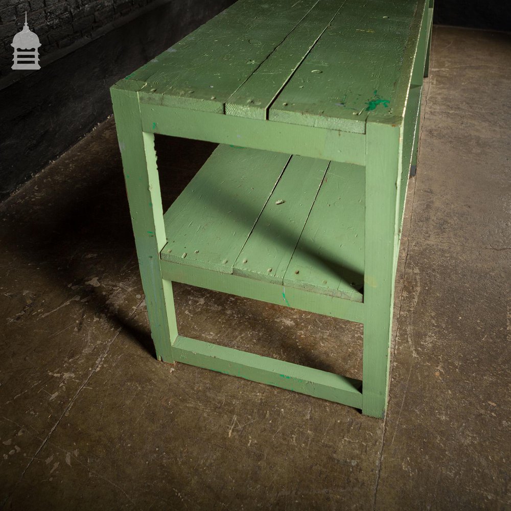 Large Green Wooden Industrial Workshop Shelving Workbench