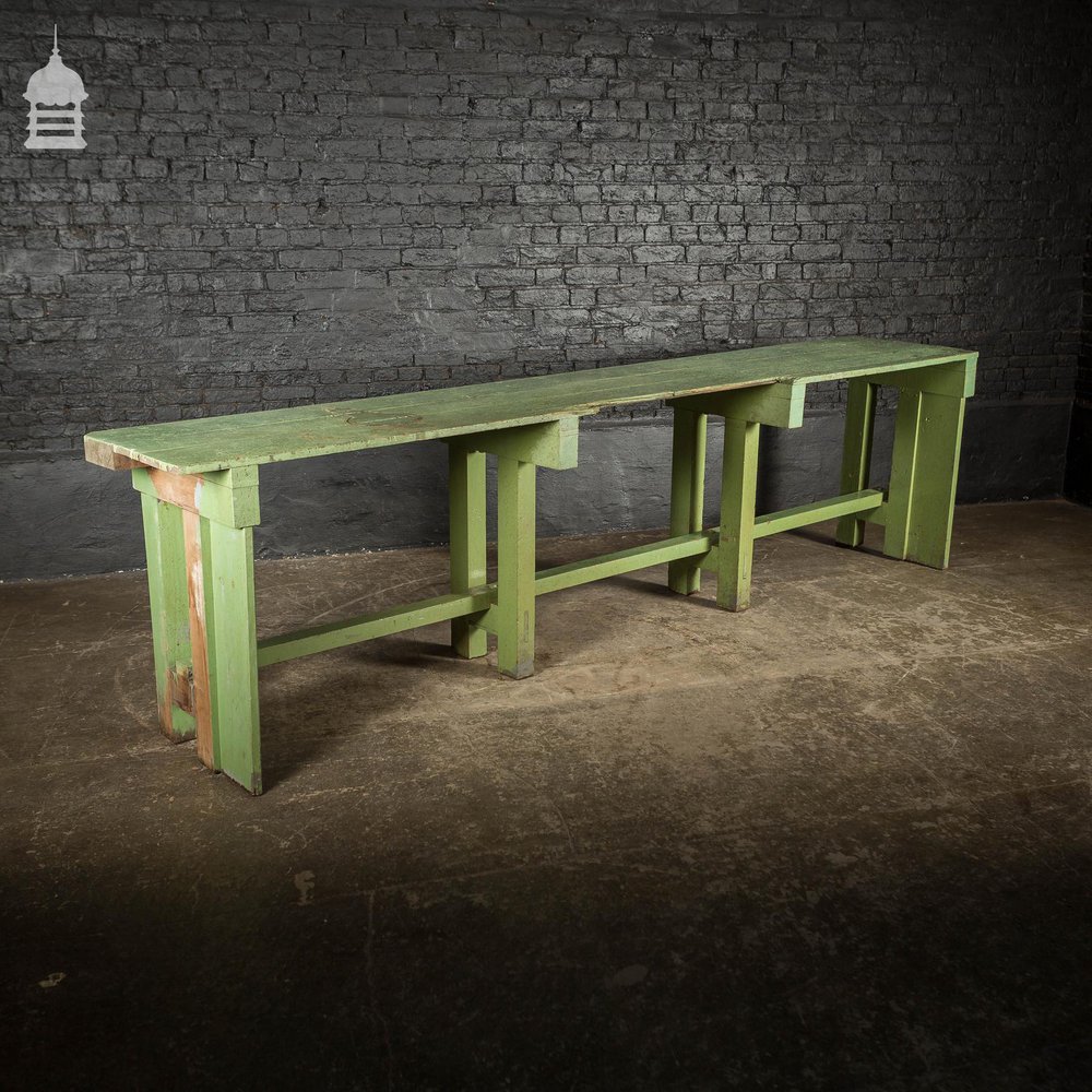 Green Painted Industrial Workshop Shelving Workbench