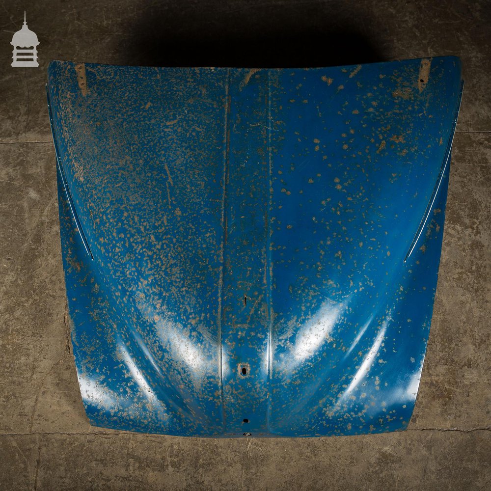 Vintage Blue Morris Minor 1000 Bonnet with Distressed Paint