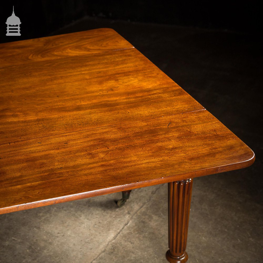 19th C Mahogany Drop Leaf Table with Fluted Legs