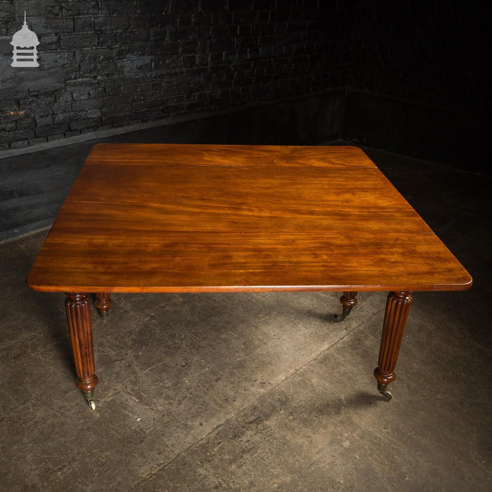 19th C Mahogany Drop Leaf Table with Fluted Legs