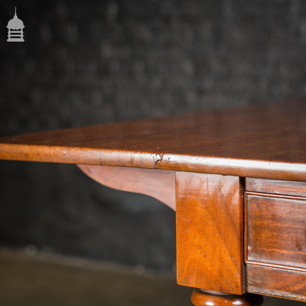 19th C Mahogany Drop Leaf Table with Fluted Legs