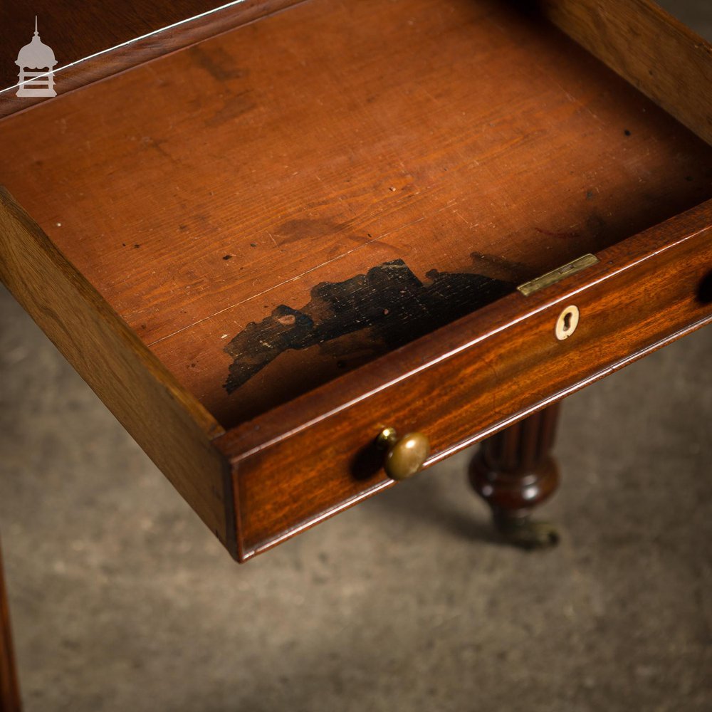 19th C Mahogany Drop Leaf Table with Fluted Legs