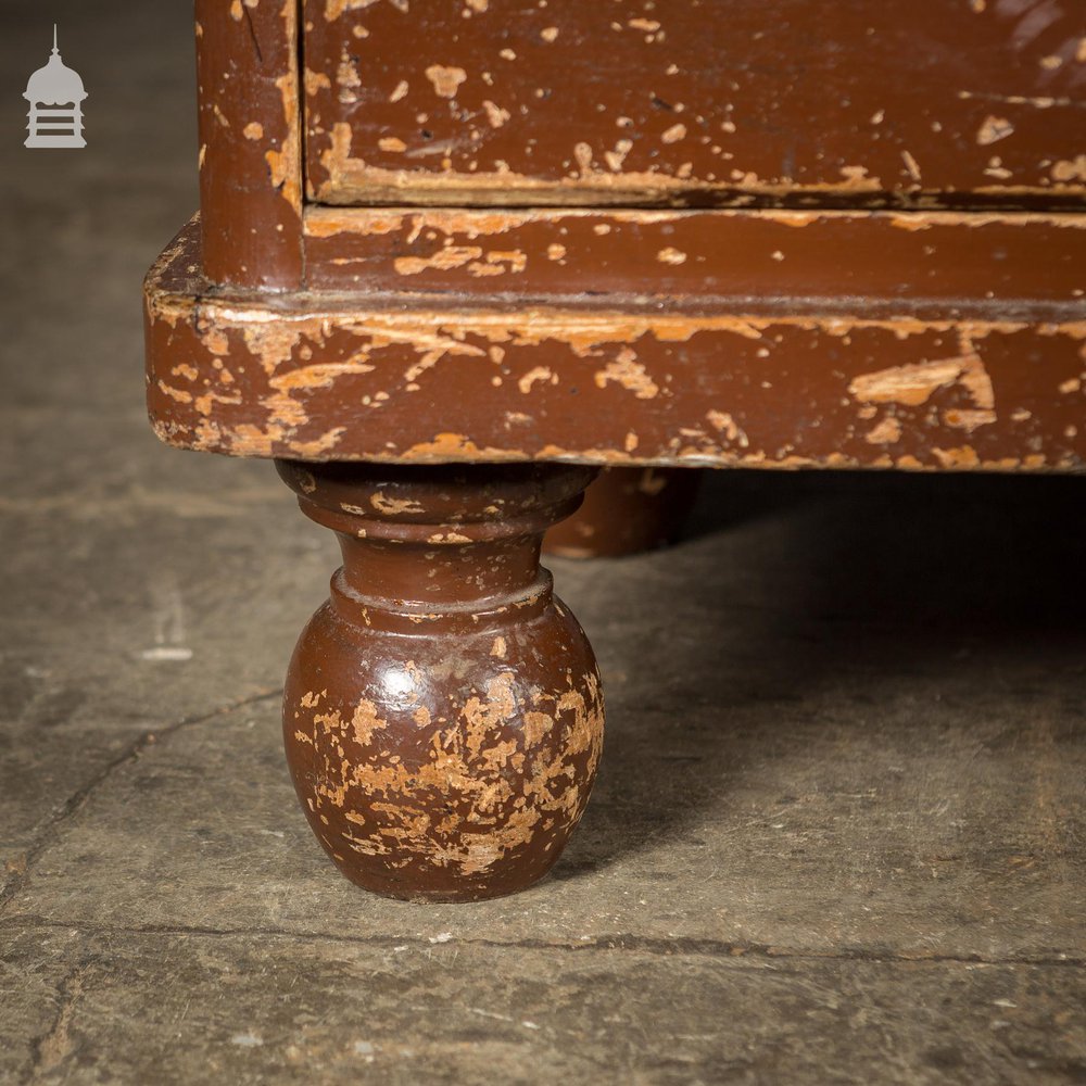 19th C Industrial Chest of Drawers with Distressed Brown Paint