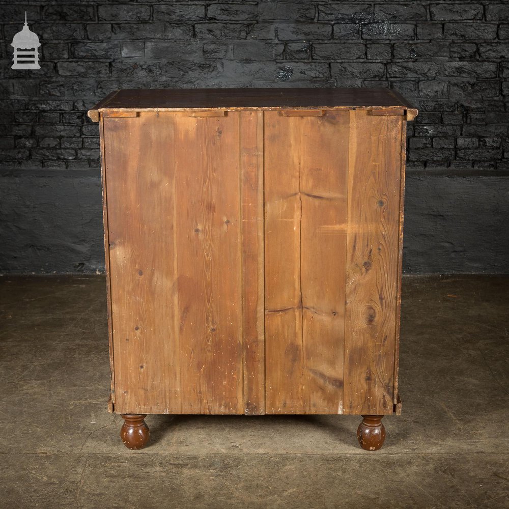 19th C Industrial Chest of Drawers with Distressed Brown Paint