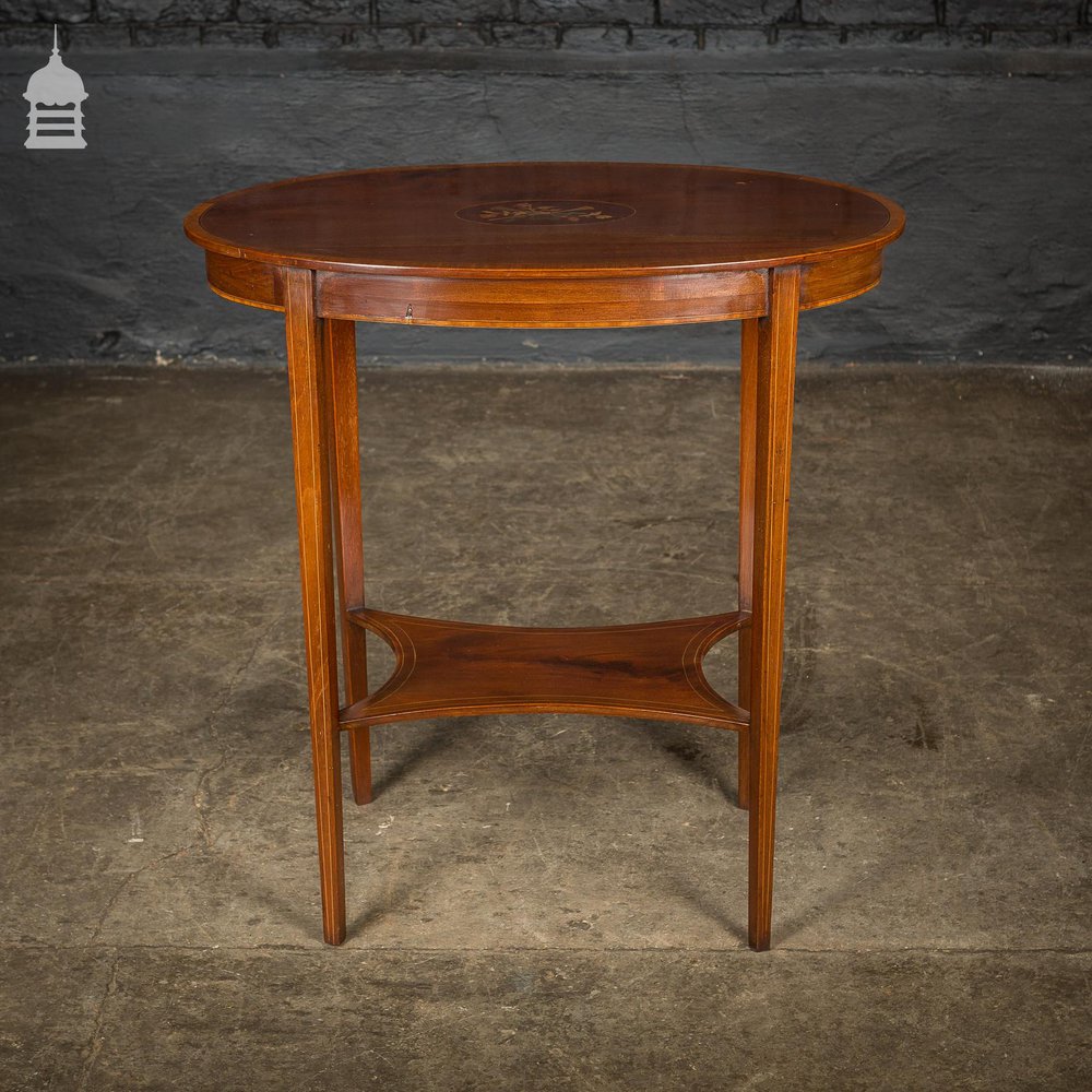 Edwardian Oval Mahogany Inlaid Side Table