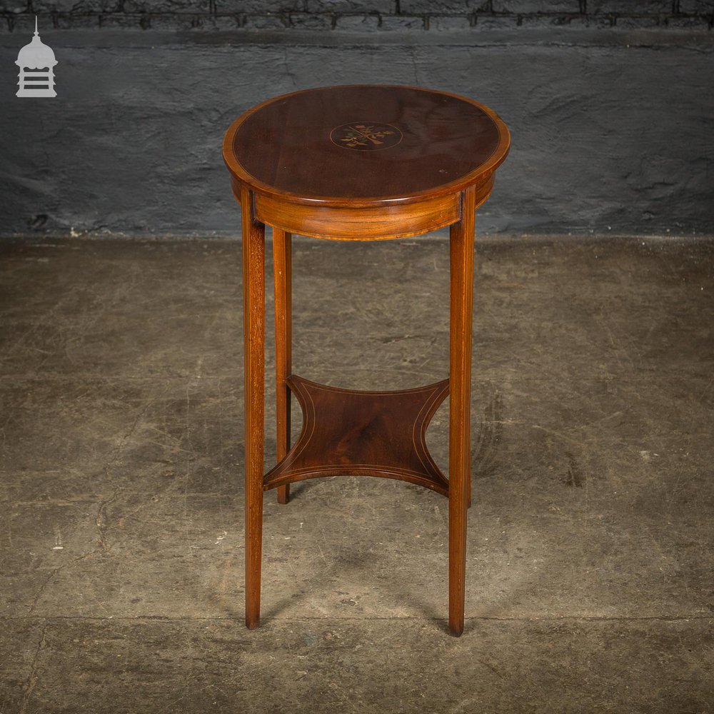 Edwardian Oval Mahogany Inlaid Side Table