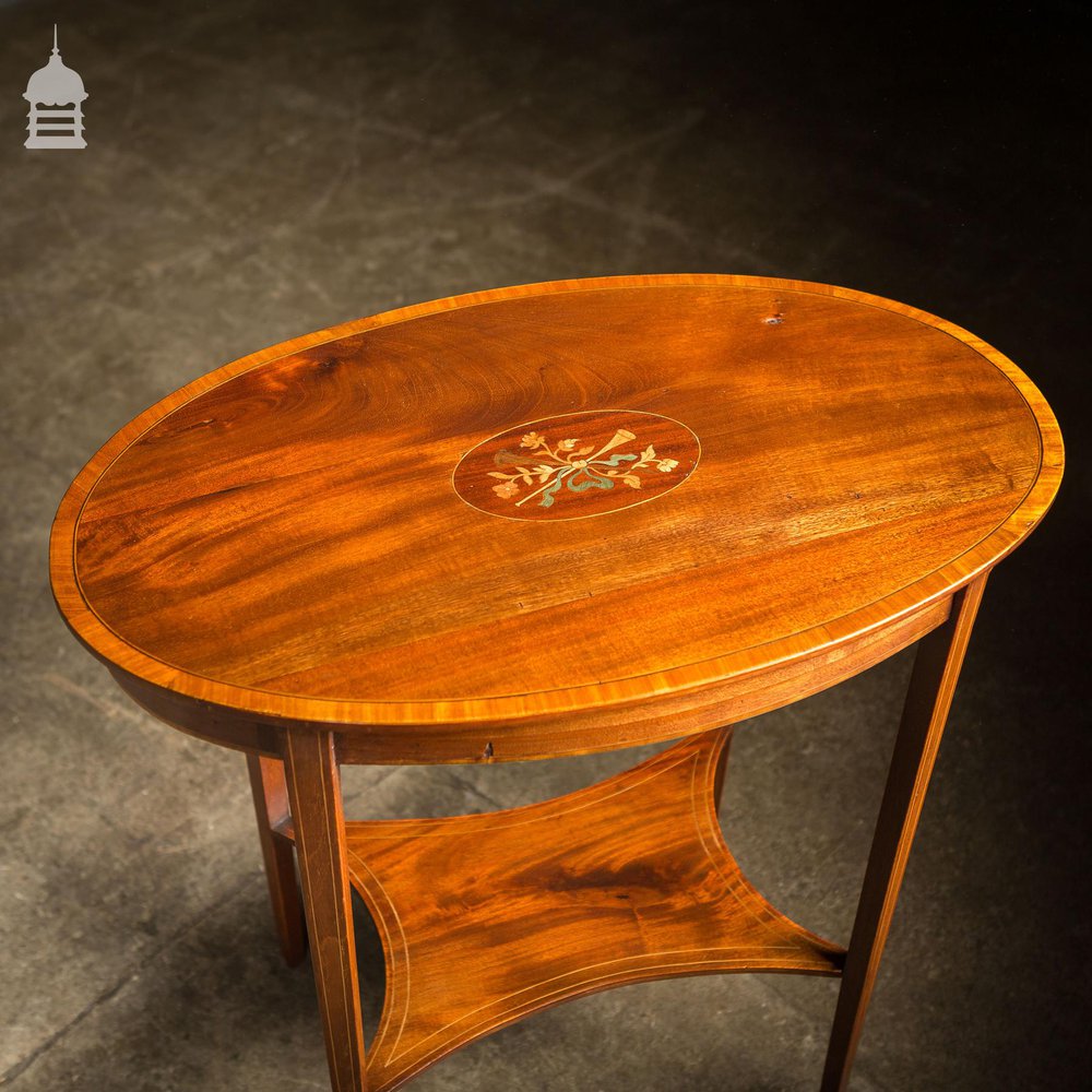 Edwardian Oval Mahogany Inlaid Side Table