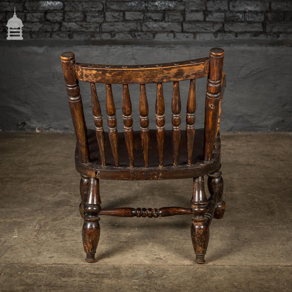 Low 19th C Elm Childs Armchair