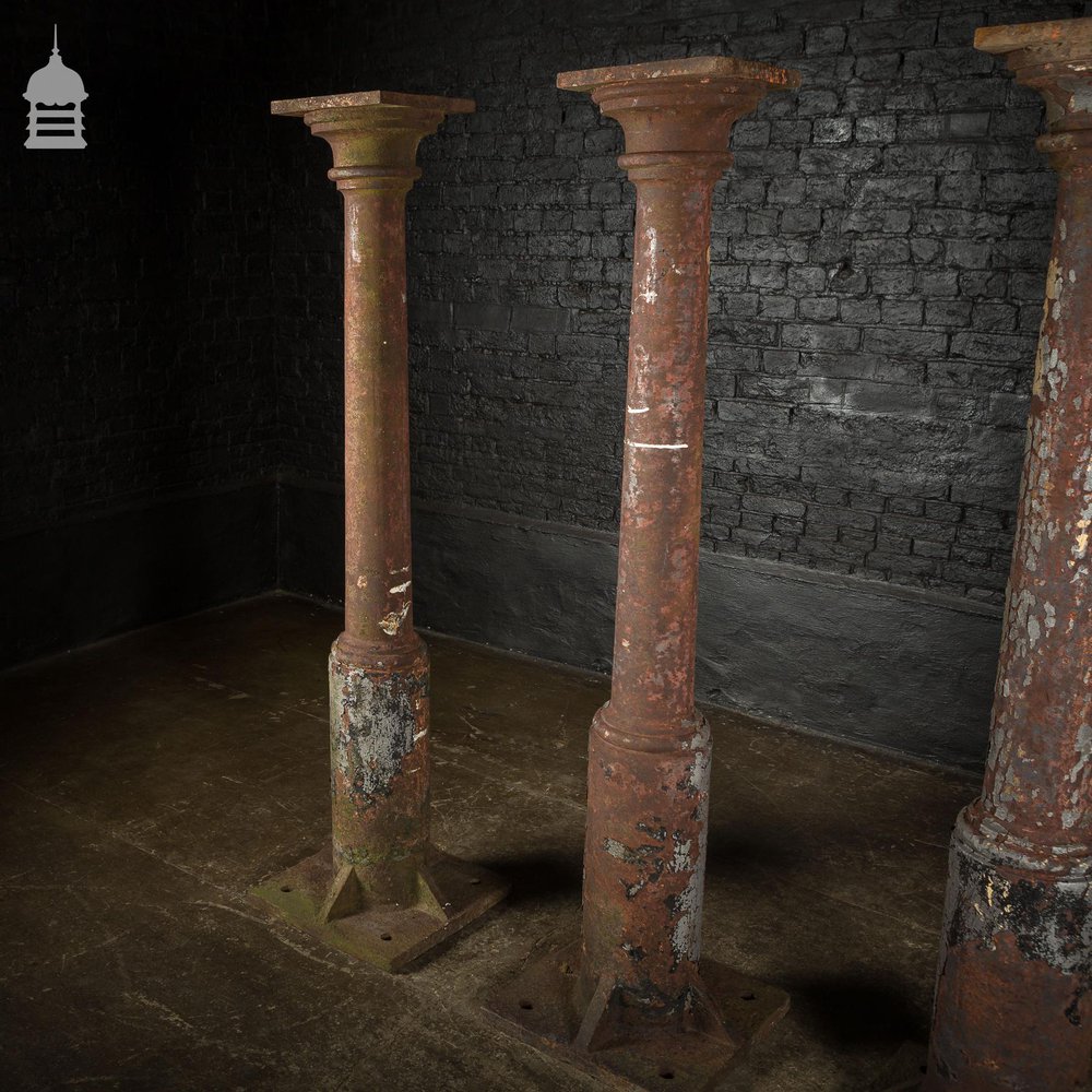 Set of 4 19th C Cast Iron Columns Stanchions Pillars