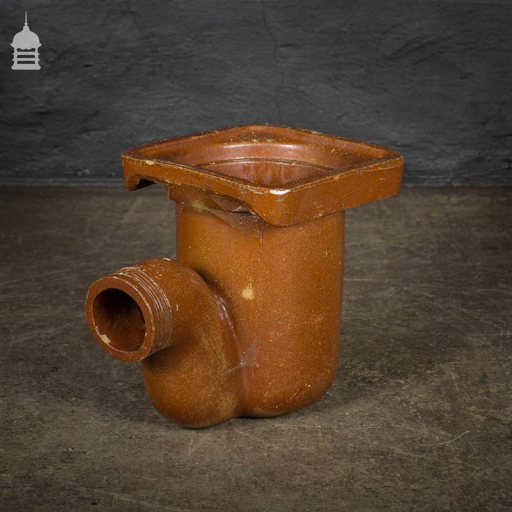 Large Brown Salt Glazed Drainage Component Planter