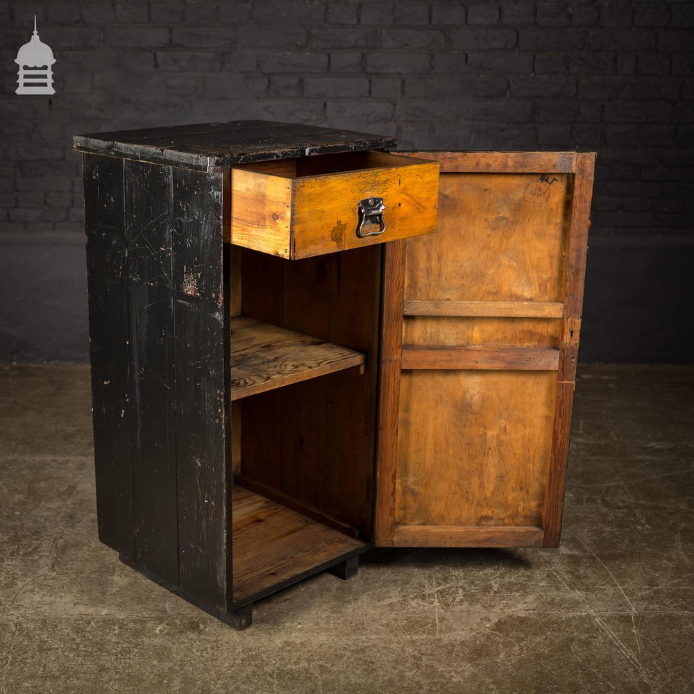 Black Painted 20th C Industrial Cupboard