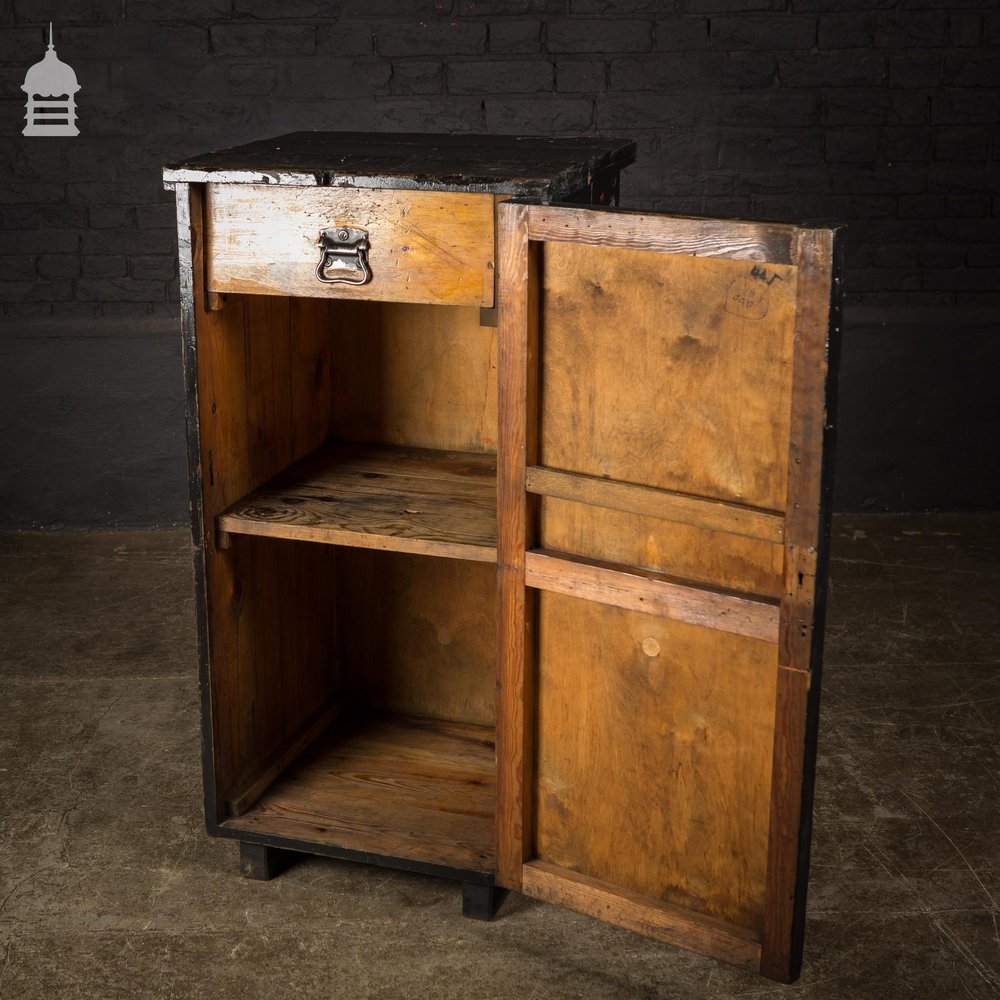 Black Painted 20th C Industrial Cupboard