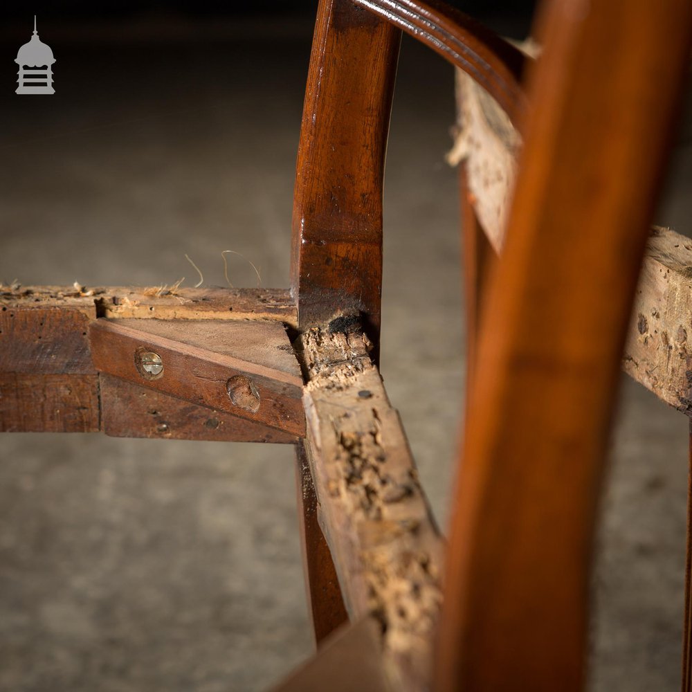 Set of Six George III Reeded Mahogany Dining Chairs and One Carver Chair Ready for Upholstery