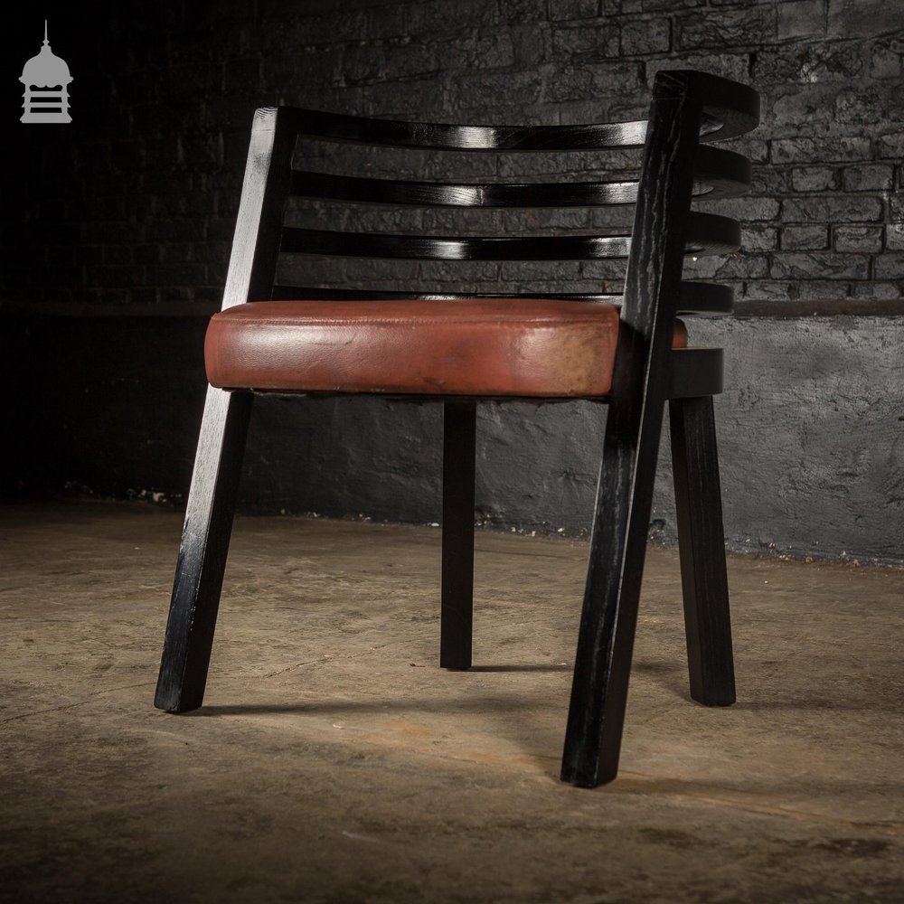 Set of Six Ebonised Hardwood Deco Tub Shape Dining Chairs