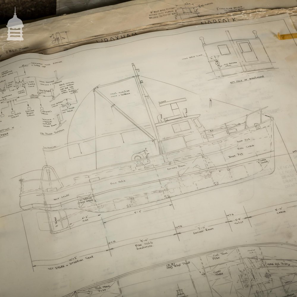 Batch of 660 Vintage Naval Architect Plans Boat Sailboat Technical Drawings