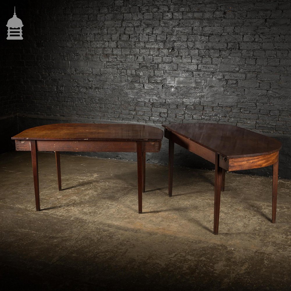 Pair of Regency Mahogany Single Plank Console Tables with Tapered Molded Legs