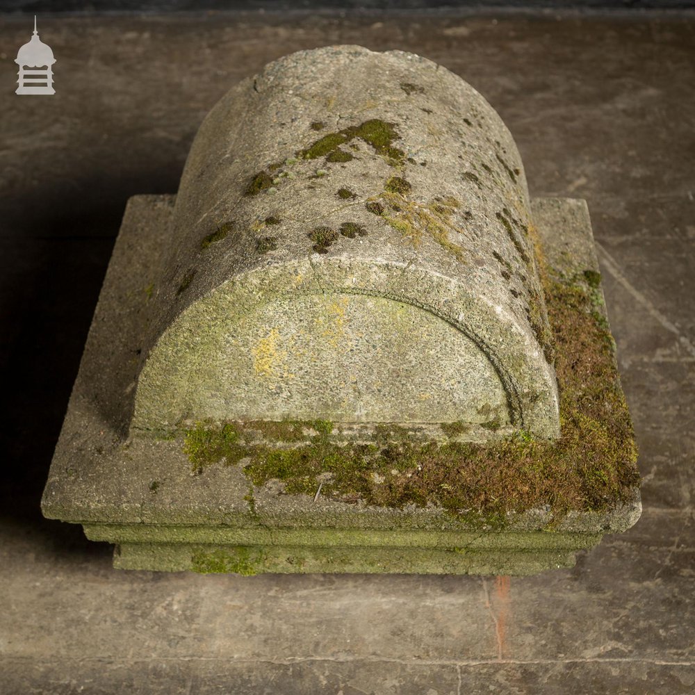 Pair of Reclaimed Composition Pier Caps with Lichen