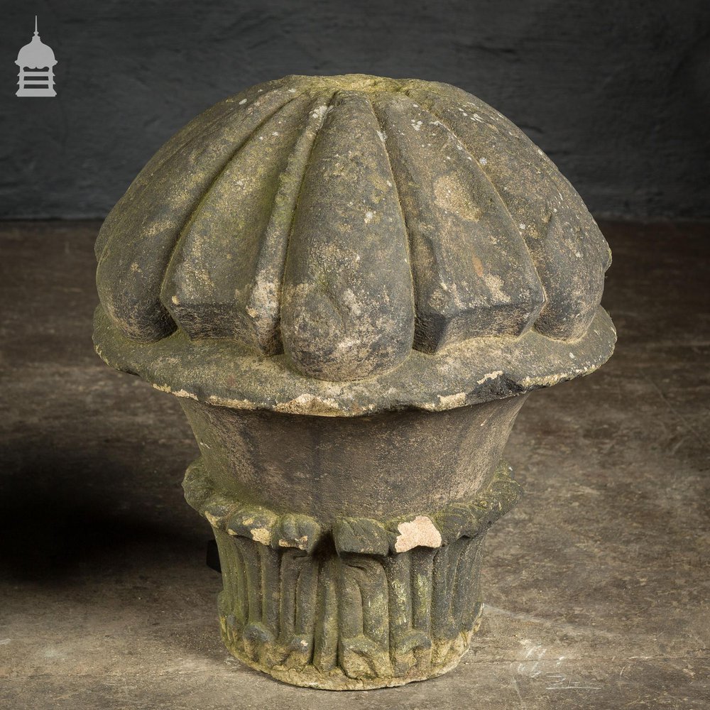 Pair of 18th C Carved Sandstone Pier Cap Finials